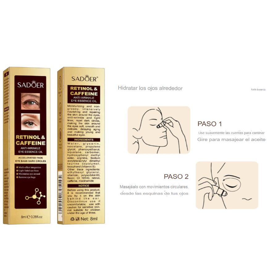 Sérum Roll-On para Contorno de Ojos con Retinol y Cafeína – Fórmula Antifatiga y Antiedad