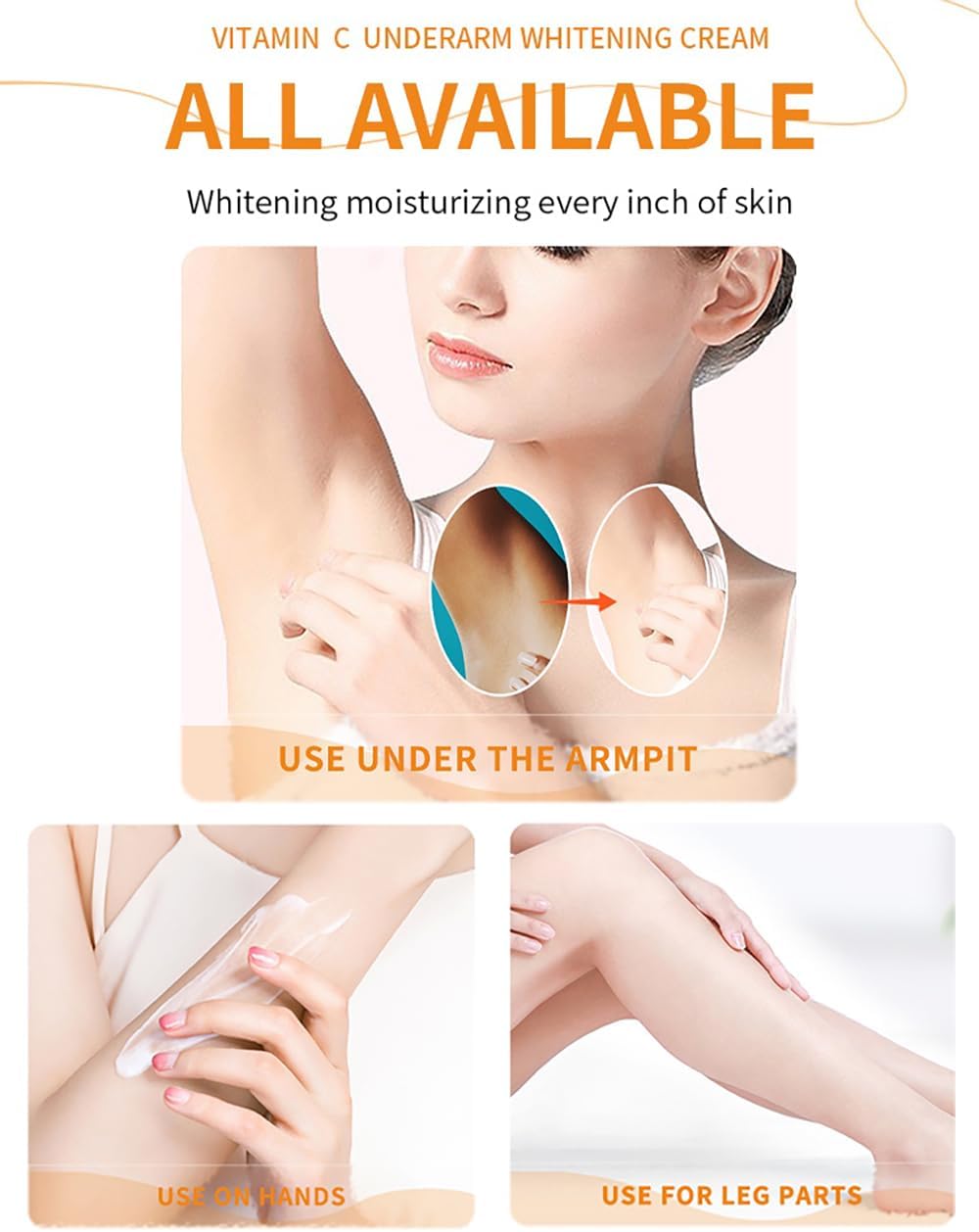 Crema Blanqueadora para Axilas y Zonas Íntimas con Vitamina C – SADOER (50g