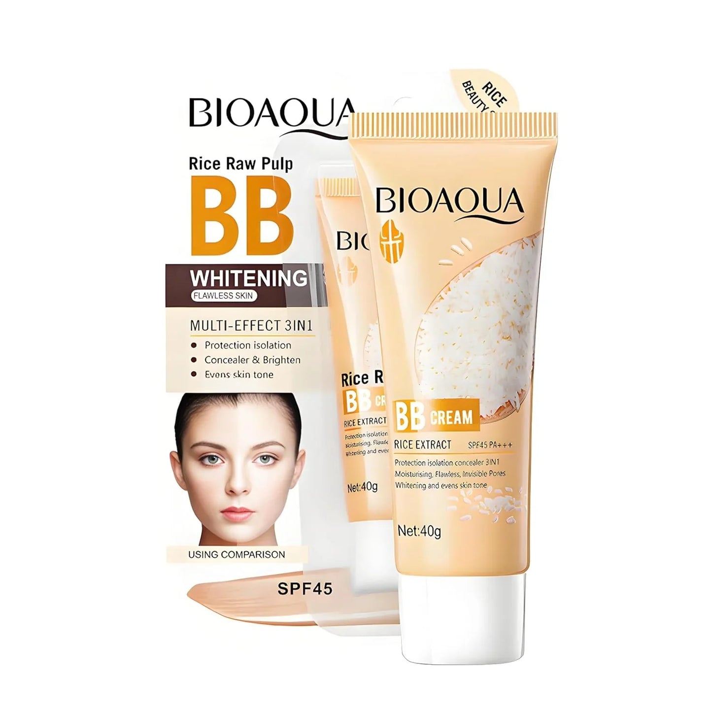 Base bloqueadora SPF45 con arroz | BIOAQUA