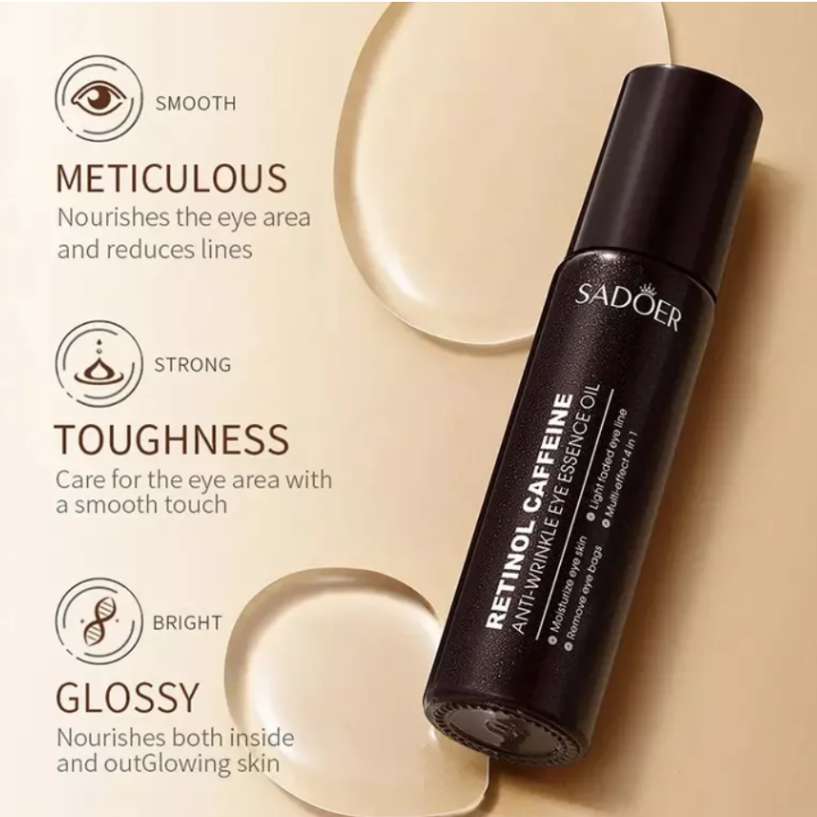 Sérum Roll-On para Contorno de Ojos con Retinol y Cafeína – Fórmula Antifatiga y Antiedad