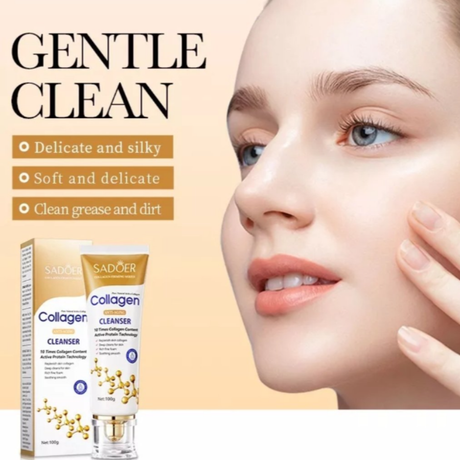 Limpiador Facial de Colágeno Anti-Envejecimiento | Espuma Suave con Tecnología de Proteína Activada