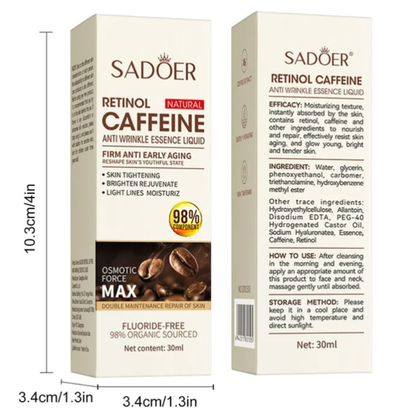 Sérum Facial Rejuvenecedor con Retinol + Cafeína – Hidratación, Firmeza y Luminosidad Sadoer
